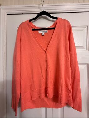 Amazon Essentials Coral Button-Up V-Neck Cardigan